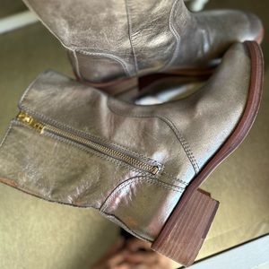 Tory Burch gold leather boots